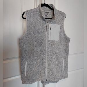 L.L.Bean W's Sweater Fleece Long Vest Zip front Pewter Gray Size XL
